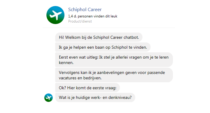 Chatbot Schiphol Career